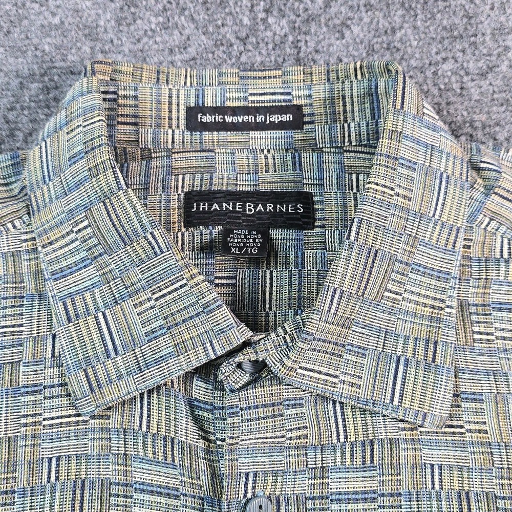Jhane Barnes XL Geometric Woven Japan Fabric Button Front Shirt Mens‎ Blue - Picture 3 of 10